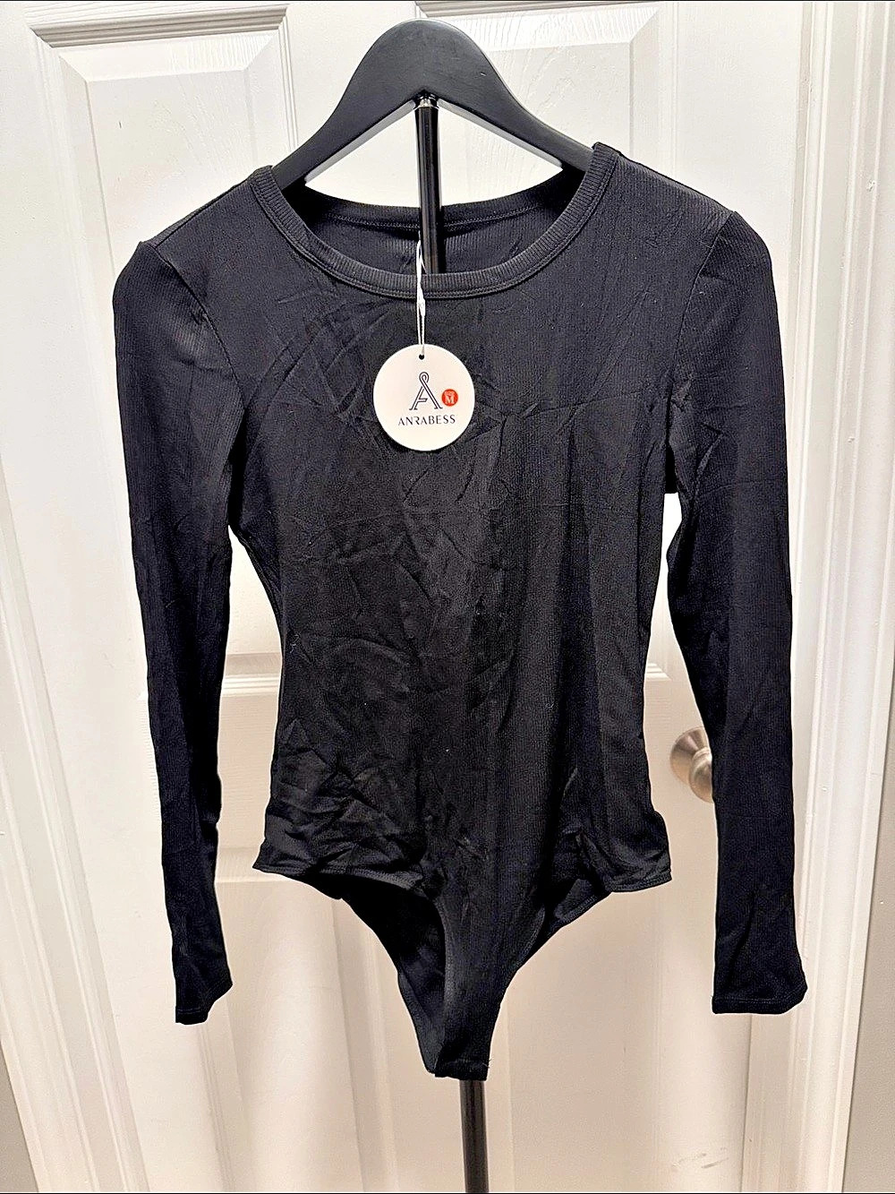Arabess Long Sleeve Bodysuit in Black Size Medium NWT